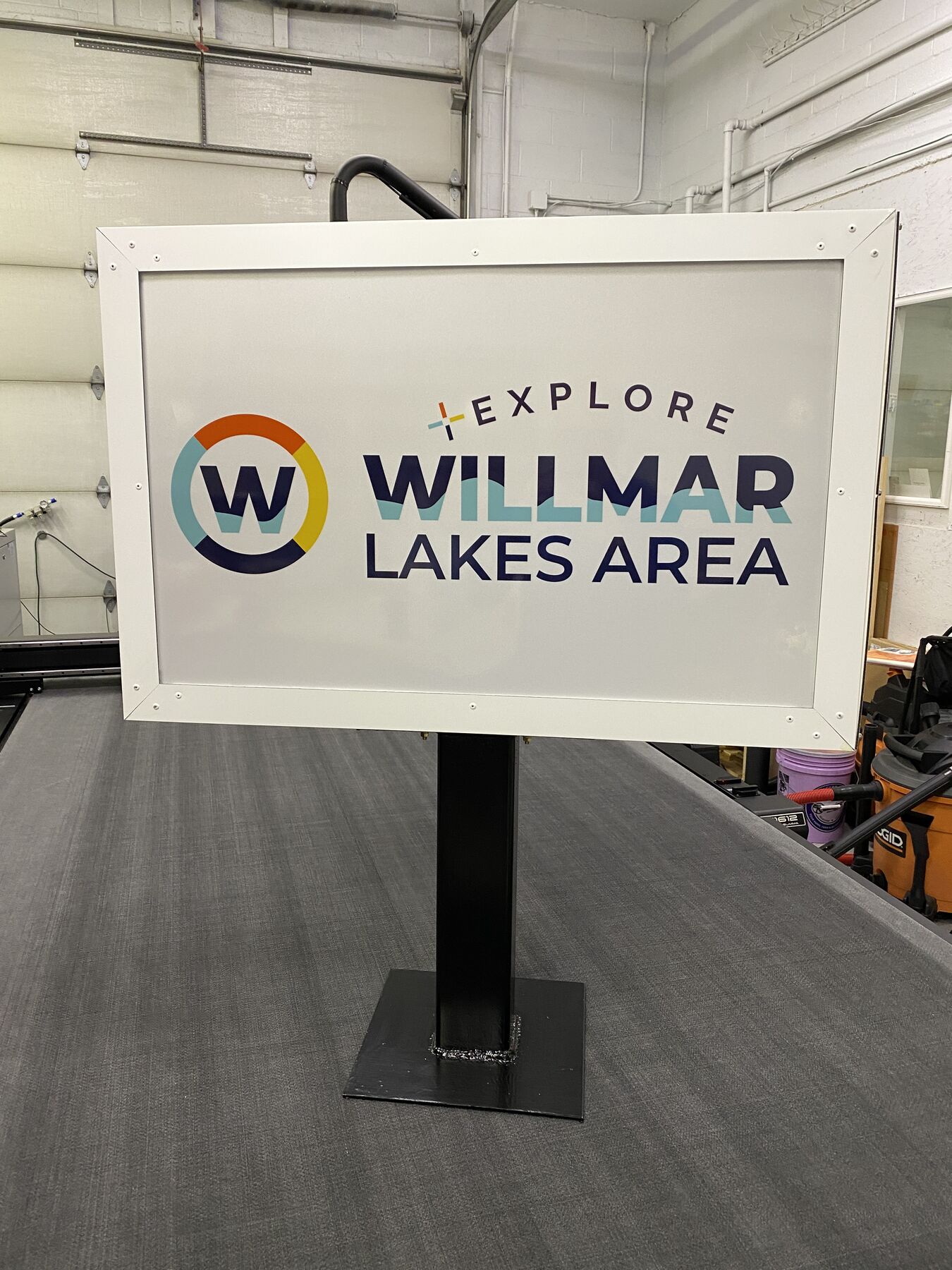 Freestanding Explore Willmar Lakes Area sign produced by Pro Color